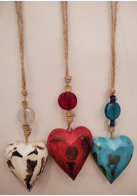 Colgante con 1 corazón de madera 15cm 