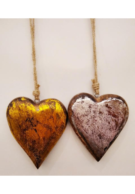 Corazón de madera hecho a mano 13cm