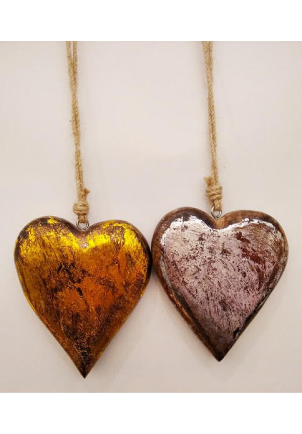 Corazón de madera hecho a mano 13cm