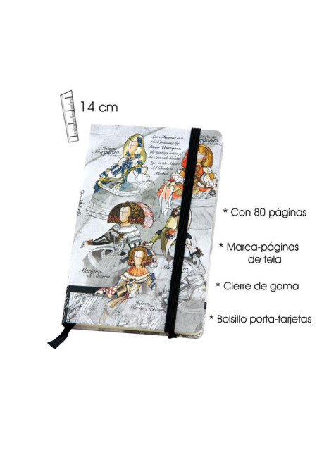 Libreta retro con elástico 14x9cm, Meninas 