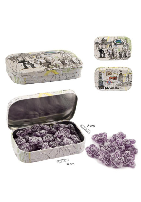 Caramelos violeta con azúcar lata Madrid 60g