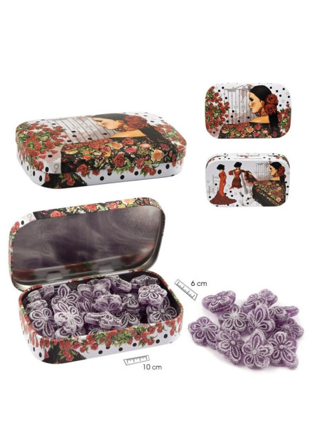 Caramelos violeta con azúcar lata Madrid 60gr