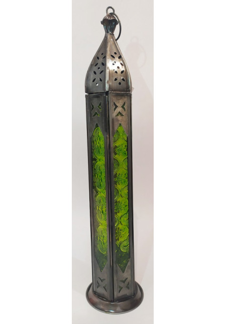 Linterna metálica con cristal templado, hecha mano de 42cm 