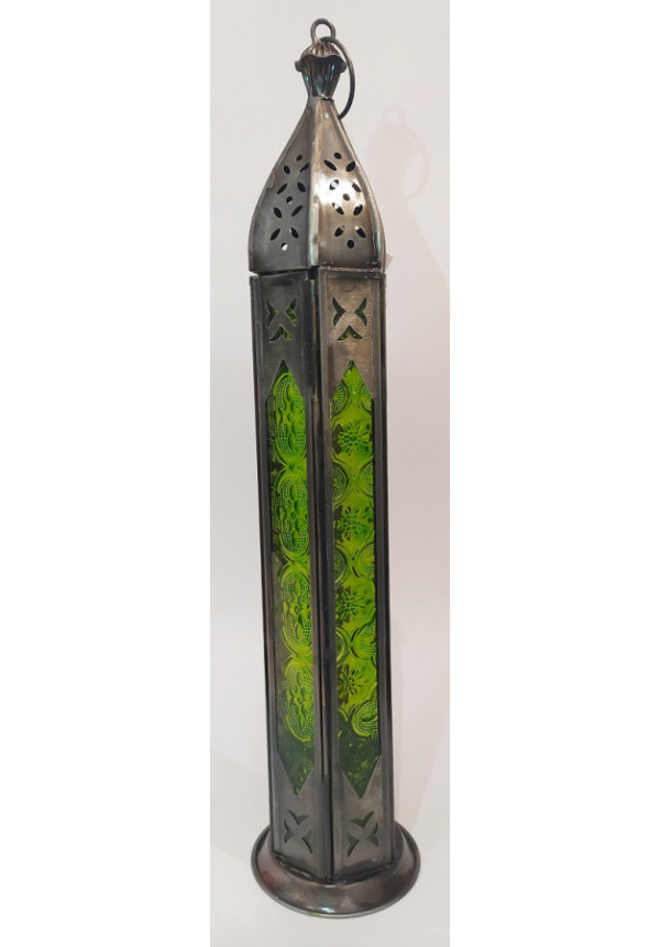 Linterna metálica con cristal templado, hecha mano de 42cm 
