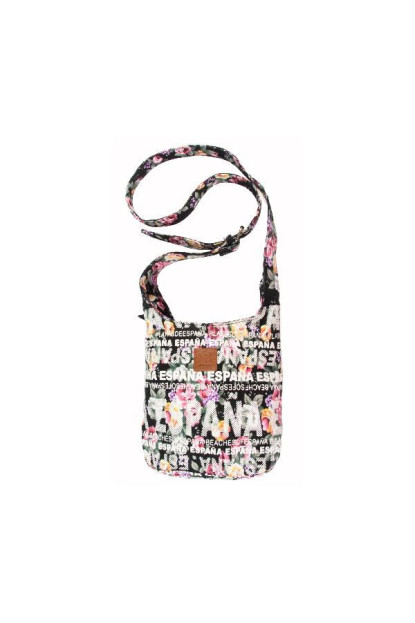 Bolso Saco pequeño España flores negro