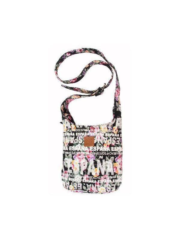 Bolso Saco pequeño España flores negro