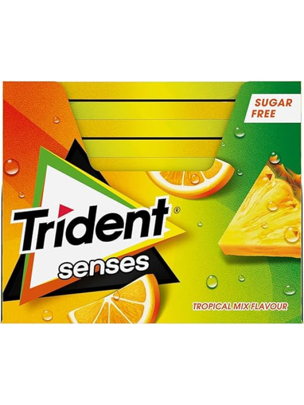 Trident Senses Tropical- Chicles sin Azúcar con Sabor Tropical 