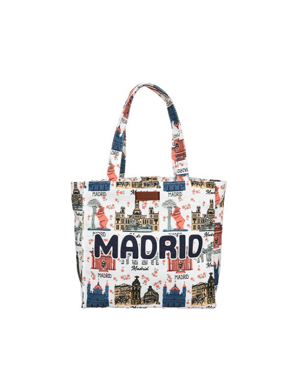 Bolso 25x25 Madrid monumentos blanco