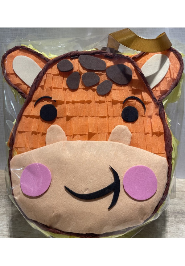 Piñata redonda echa en papel y a mano forma de animales 
