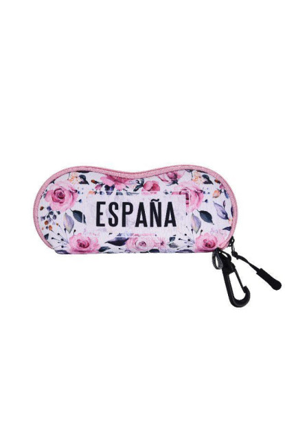 Estuche neopreno para gafas España rosas-blanco