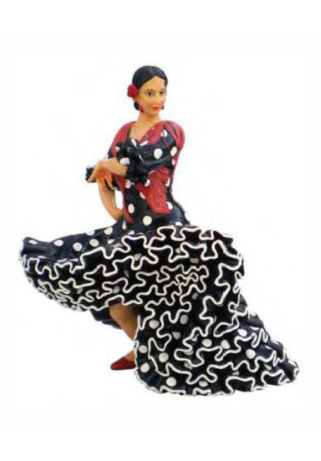 Figura Bailaora vestido negro con lunares blanco