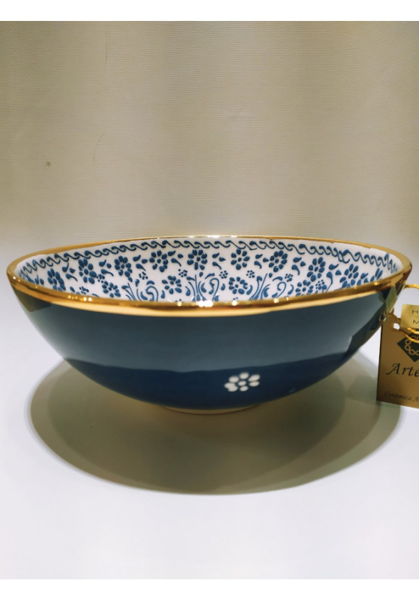  Cuenco 20cm en Cerámica, decorado a mano en relieve  con Oro 24K. Piezas Certificadas.  Fabricado en España.