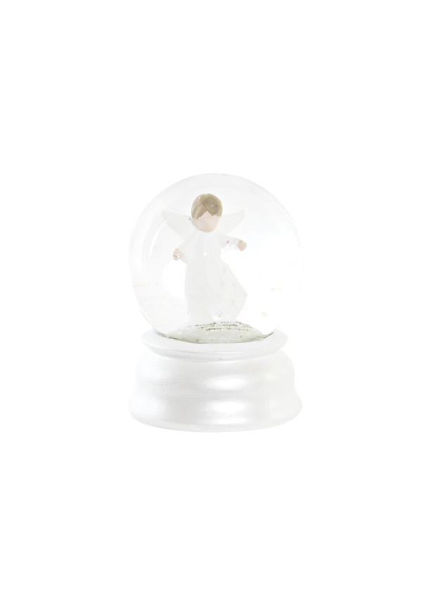 BOLA DECORACION RESINA LED 8X8X10,5 ANGEL BLANCO	