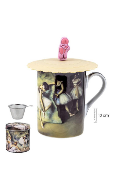 MUG BAILARINAS BALLET, EN LATA CON FILTRO Y TAPA 