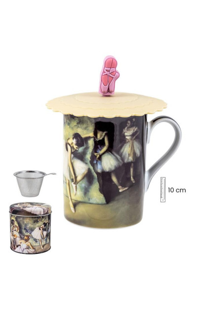 MUG BAILARINAS BALLET, EN LATA CON FILTRO Y TAPA 