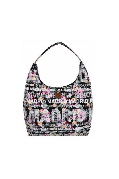 Bolsa Góndola Madrid flores negro