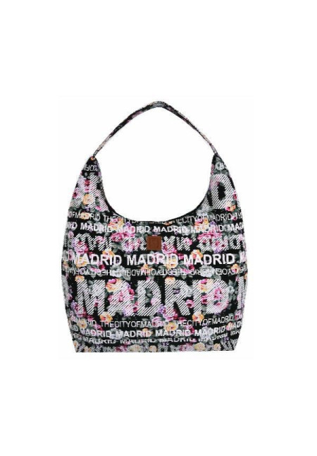 Bolsa Góndola Madrid flores negro Bolsa Góndola Madrid flores negro