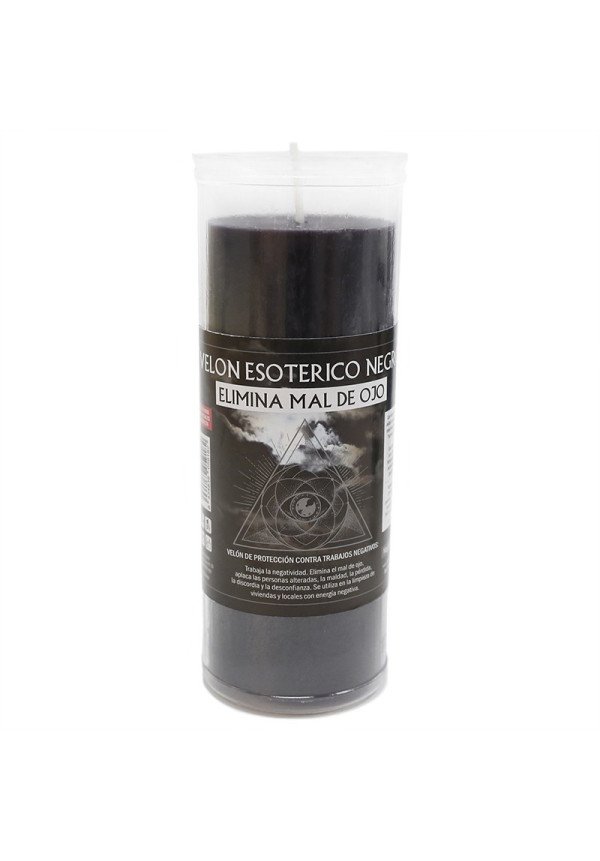 Velón esotérico negro 120h duración. Utilizado en magia blanca como ritual para eliminar el mal de ojo