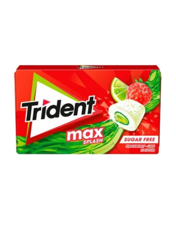 Trident Max Splash Fresa y Lima - Chicles sin Azúcar con Sabor a Fresa y Lima