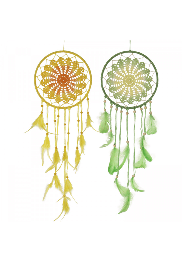 Atrapasueños Crochet Verde/amarillo Ø20x50cm