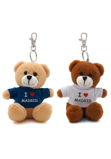 LLAVERO PELUCHE OSO CON CAMISETA MADRID BLANCA/AZUL (MADRID)