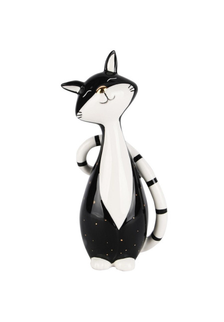 DECO CAT MILA. BLACK/WHITE. CERÁMICA. 8X6X16CM