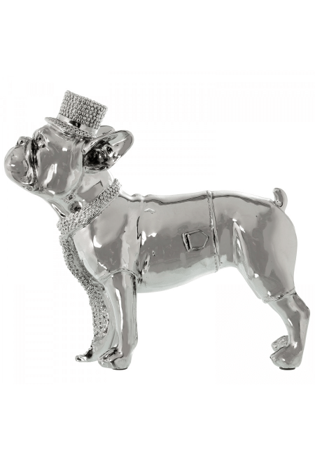 Figura Perro Resina Plateada _24x8x21,5cm Figura Perro Resina Plateada _24x8x21,5cm