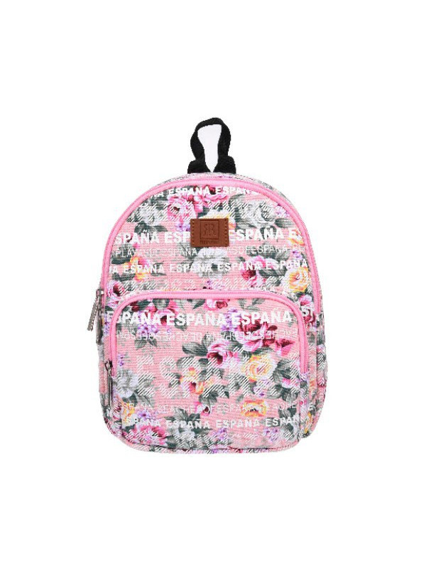 Mochila peq. Madrid rosas-blanco
