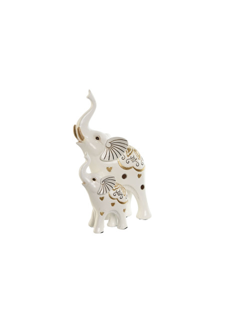 FIGURA RESINA 11X8X19 ELEFANTES BLANCO