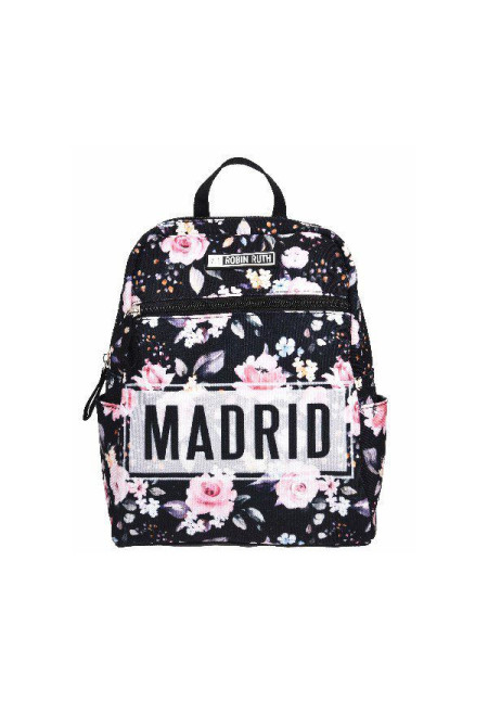 Mochila peq. Madrid rosas-negro