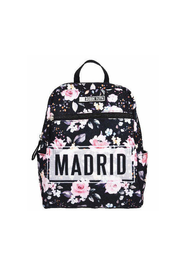 Mochila peq. Madrid rosas-negro