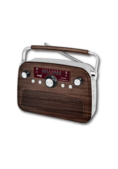 RADIO VINTAGE NOGAL/GRIS DIAL ANALOG. AM/FM/SW/BT