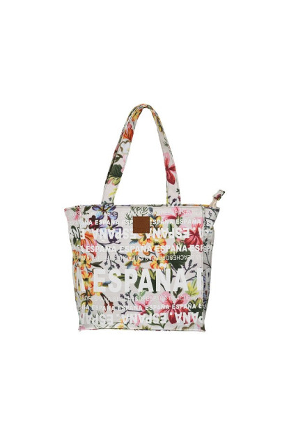 Bolso 25x25 España flores blanco