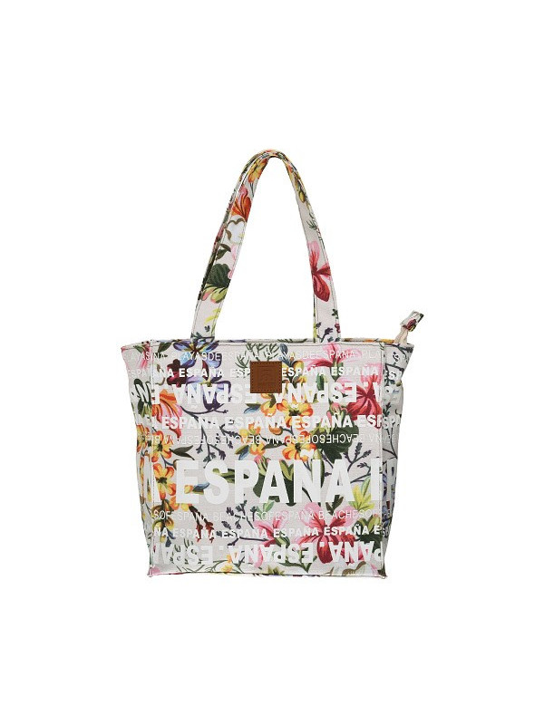 Bolso 25x25 España flores blanco