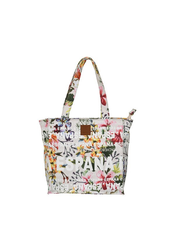 Bolso 25x25 España flores blanco