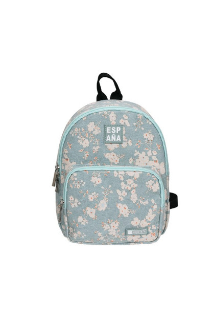 Mochila peq. España florecitas verde