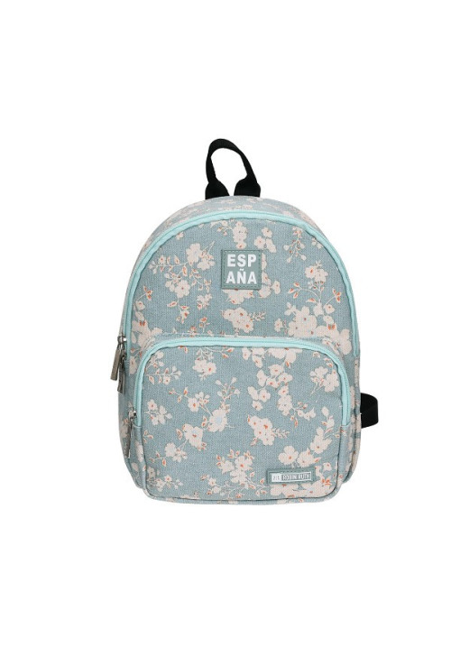 Mochila peq. España florecitas verde
