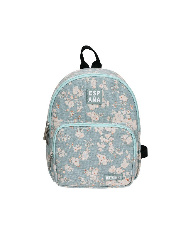 Mochila peq. España florecitas verde