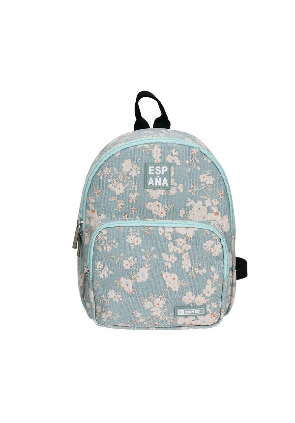 Mochila peq. España florecitas verde