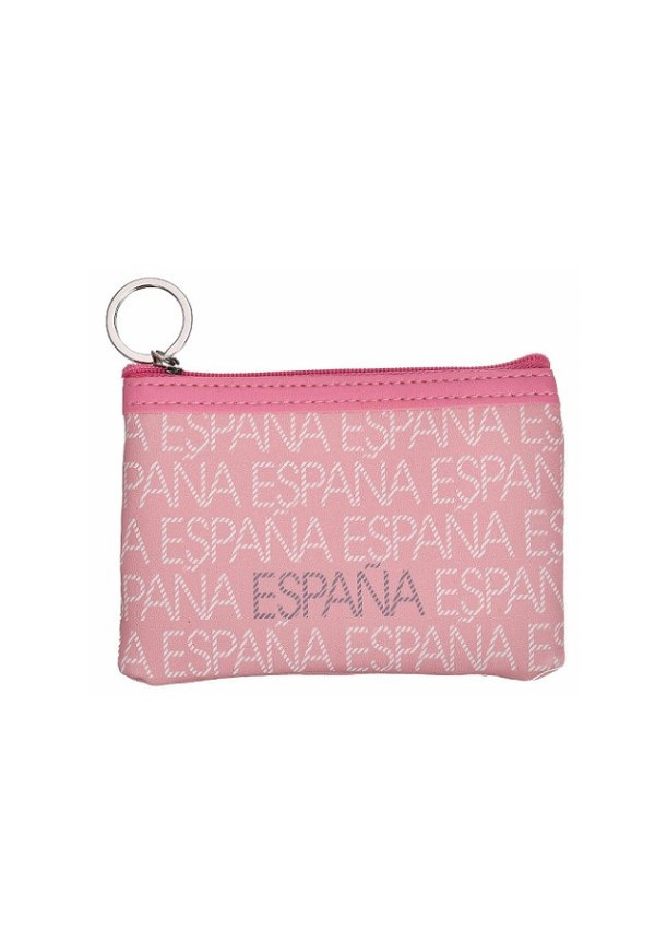Monedero rectangular España letras salmón