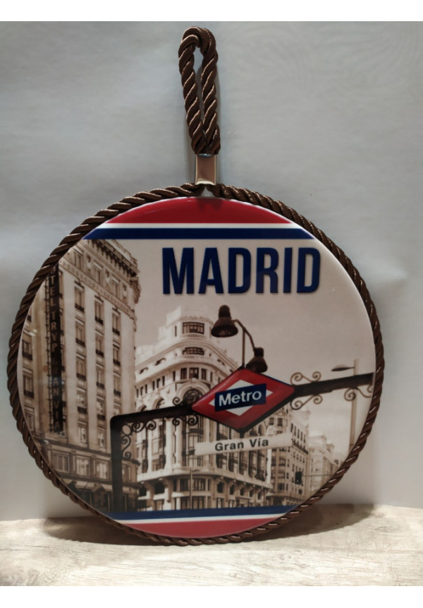 Salvamantel redondo con cuerda  recuerdo Madrid 