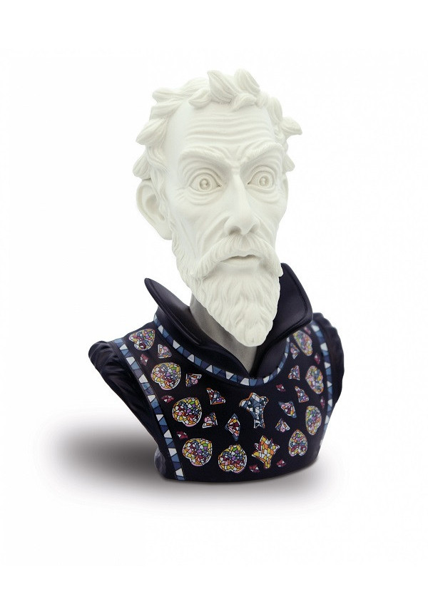 Figura decorativa original de la marca Nadal, Busto Don Quijote negro
