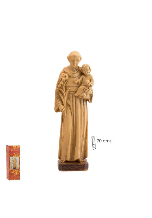 Figura de San Antonio en resina Color Madera Clara 20 cm 