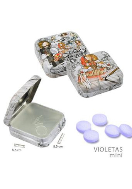 Caramelos violeta con azúcar lata Meninas moderna