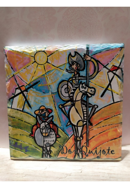 SALVAMANTEL QUIJOTE CORAZON FLAMENCO CUADRADO 16X16 CM