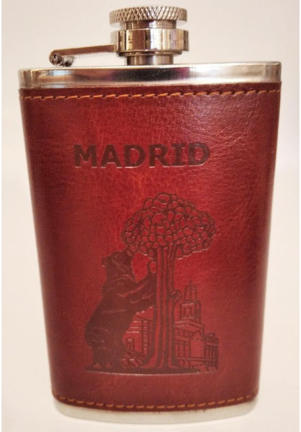 Petaca  revestida de piel,  Recuerdo de Madrid