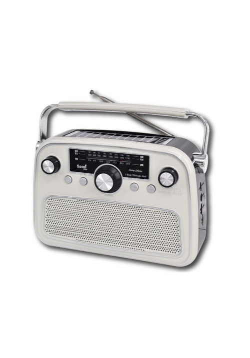 RADIO VINTAGE SOLAR BLANCA DIAL ANALOG. AM/FM/SW/B