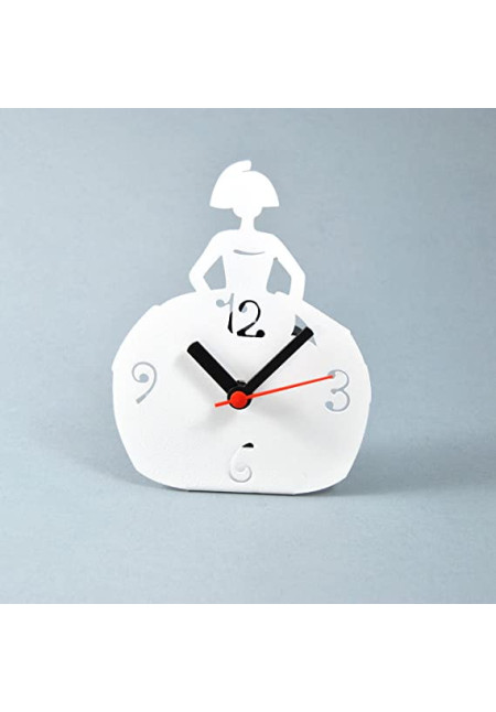 Reloj sobremesa Mod. Menina. Acabado  texturado en blanco