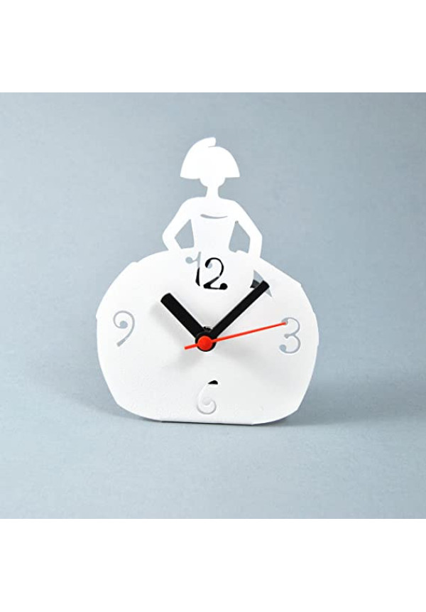 Reloj sobremesa Mod. Menina. Acabado  texturado en blanco