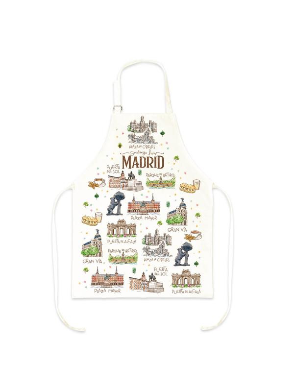DELANTAL DE ALGODON MADRID ACUARELA